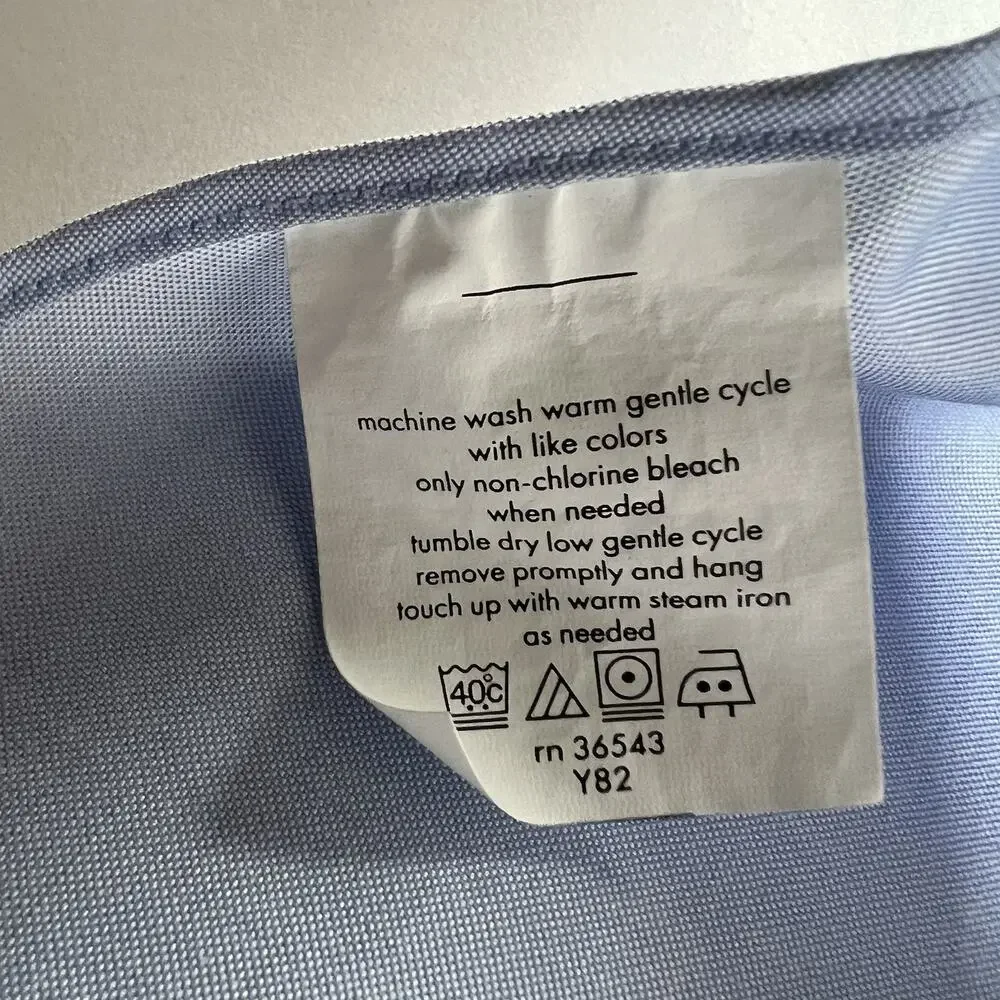 Eagle Non-Iron Cotton Dress Shirt Blue Solid Button-Down 17.5‎ 34/35 Slim